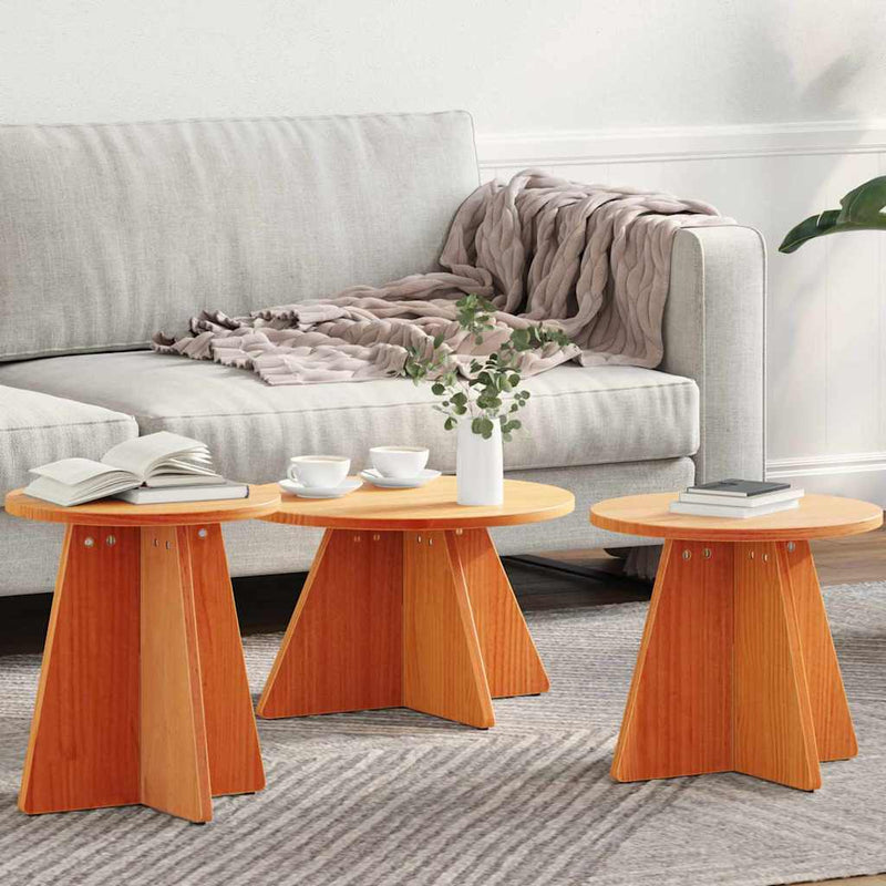 vidaXL Dohányzóasztal 3 pcs Faggyú barna