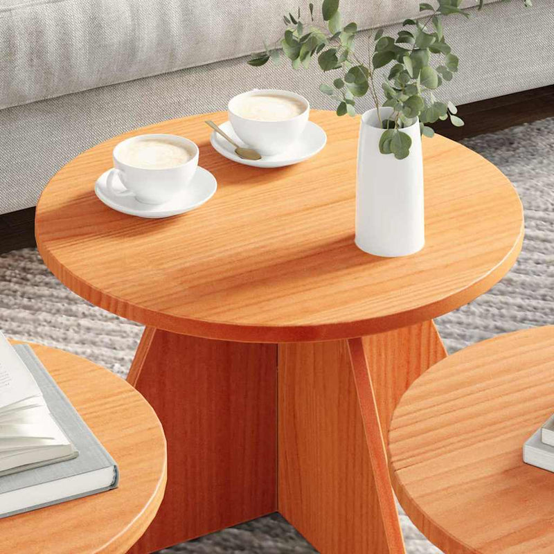 vidaXL Dohányzóasztal 3 pcs Viaszbarna 49 x 49 x 30 cm Tömör fenyőfa