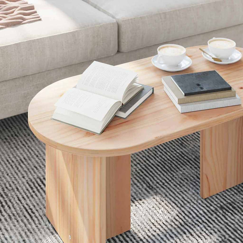 vidaXL Dohányzóasztal Természetes 80 x 39.5 x 35 cm Tömör fenyőfa