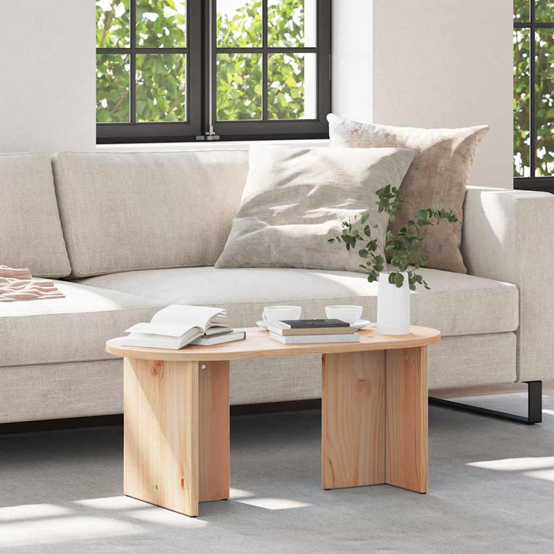 vidaXL Dohányzóasztal Természetes 80 x 39.5 x 35 cm Tömör fenyőfa