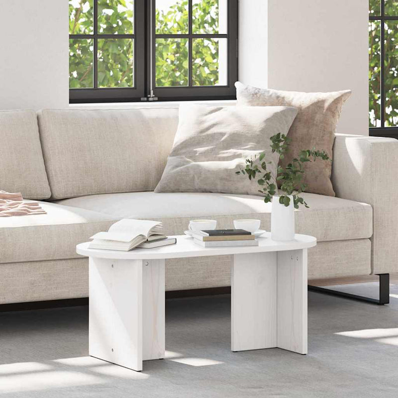 vidaXL Dohányzóasztal Fehér 80 x 39.5 x 35 cm Tömör fenyőfa