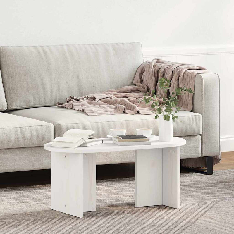 vidaXL Dohányzóasztal Fehér 80 x 39.5 x 35 cm Tömör fenyőfa