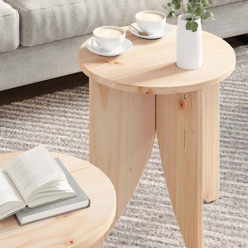 vidaXL Dohányzóasztal 2 pcs Természetes 41.5 x 41.5 x 44 cm