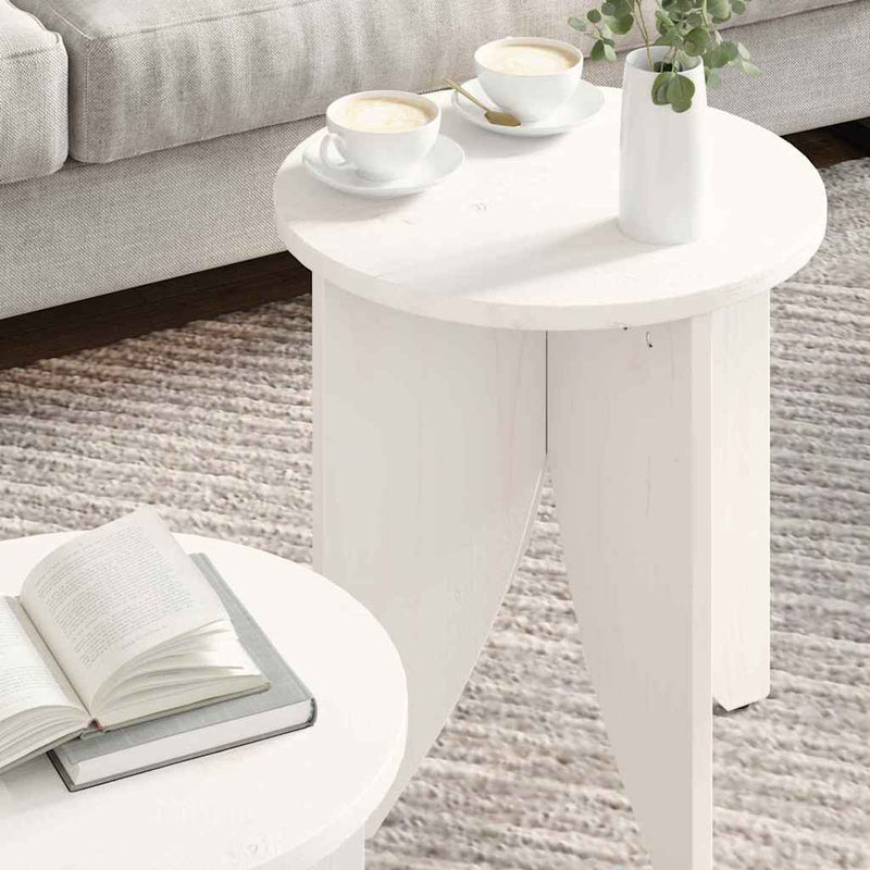 vidaXL Dohányzóasztal 2 pcs Fehér 41.5 x 41.5 x 44 cm Tömör fenyőfa