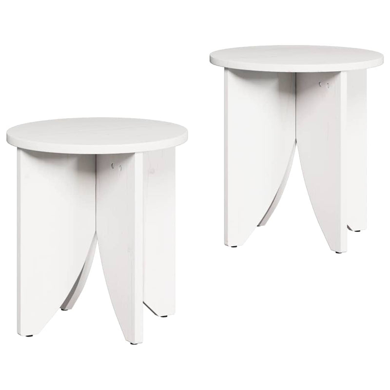 vidaXL Dohányzóasztal 2 pcs Fehér 41.5 x 41.5 x 44 cm Tömör fenyőfa
