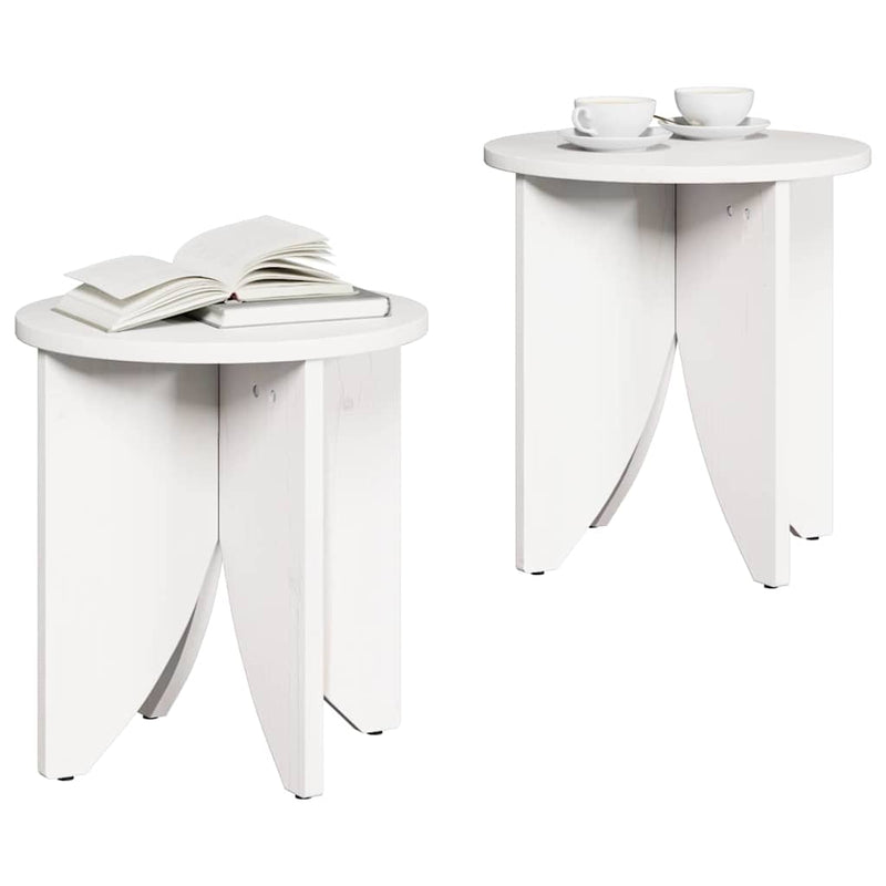 vidaXL Dohányzóasztal 2 pcs Fehér 41.5 x 41.5 x 44 cm Tömör fenyőfa