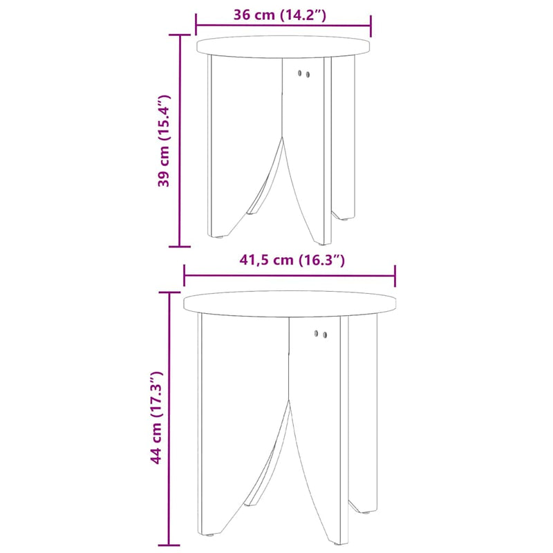 vidaXL Dohányzóasztal 2 pcs Viaszbarna 41.5 x 41.5 x 44 cm
