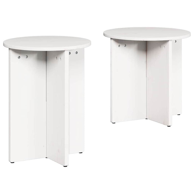 vidaXL Dohányzóasztal 2 pcs Fehér 41.5 x 41.5 x 41 cm Tömör fenyőfa