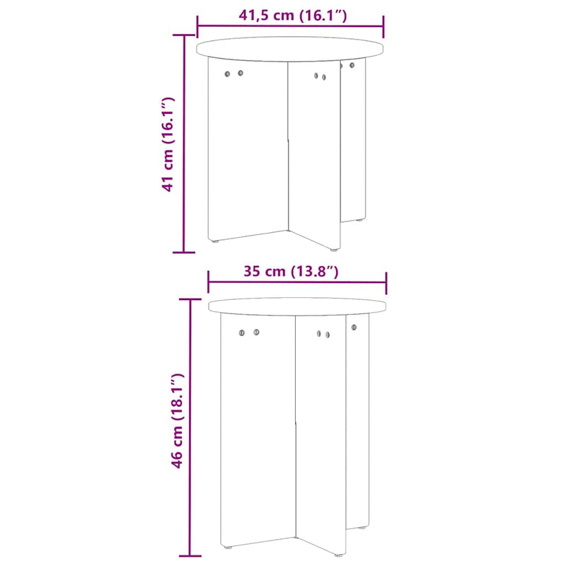 vidaXL Dohányzóasztal 2 pcs Fehér 41.5 x 41.5 x 41 cm Tömör fenyőfa