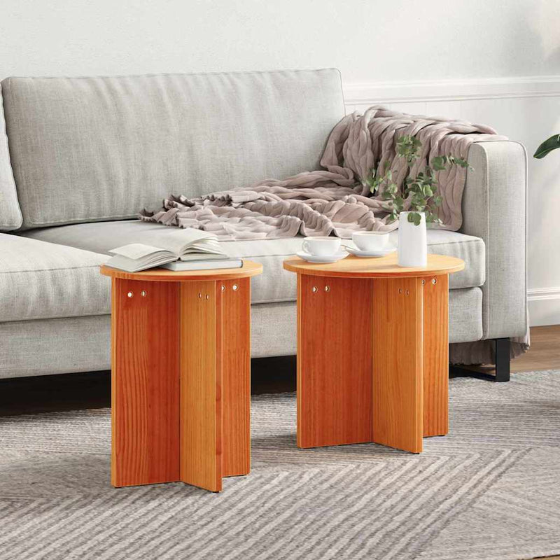 vidaXL Dohányzóasztal 2 pcs Viaszbarna 41.5 x 41.5 x 41 cm