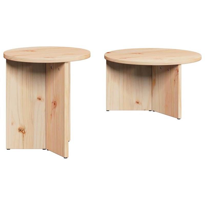 vidaXL Dohányzóasztal 2 pcs Természetes 49 x 49 x 28 cm Tömör fenyőfa