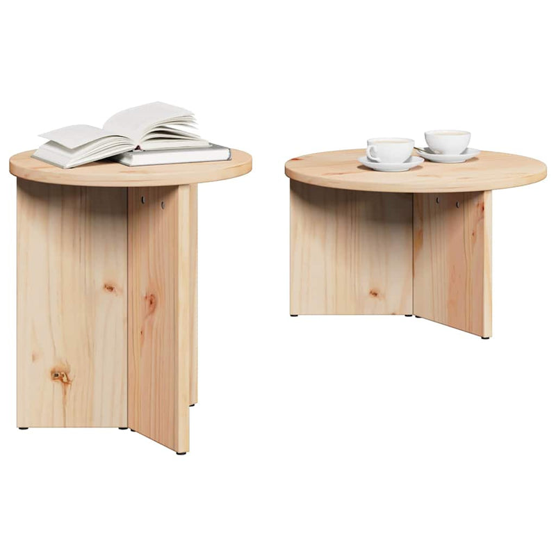 vidaXL Dohányzóasztal 2 pcs Természetes 49 x 49 x 28 cm Tömör fenyőfa