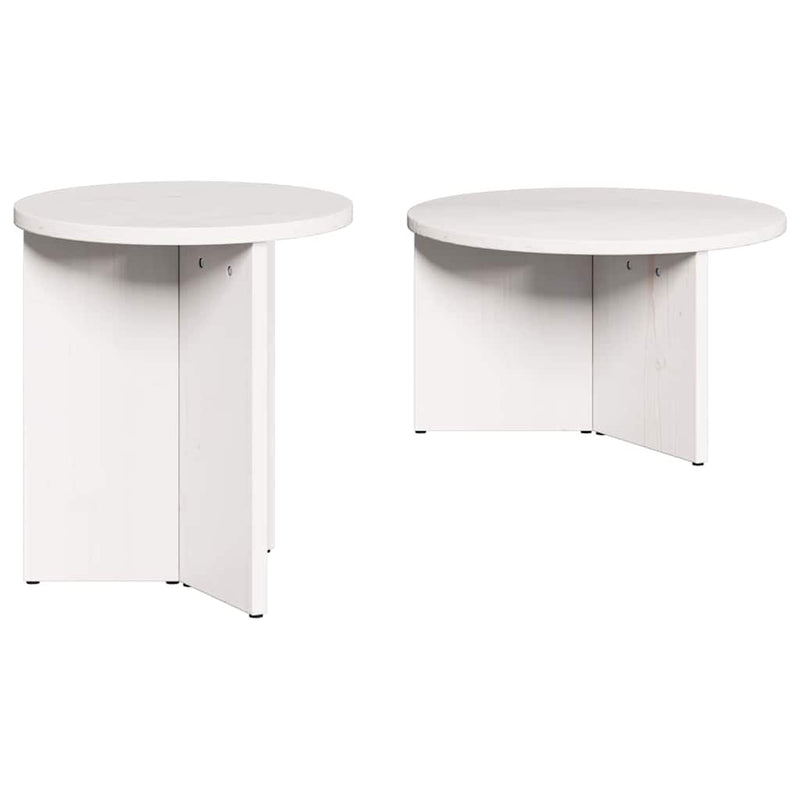 vidaXL Dohányzóasztal 2 pcs Fehér 49 x 49 x 28 cm Tömör fenyőfa