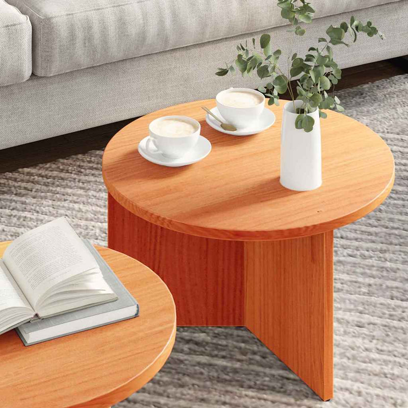 vidaXL Dohányzóasztal 2 pcs Viaszbarna 49 x 49 x 28 cm Tömör fenyőfa