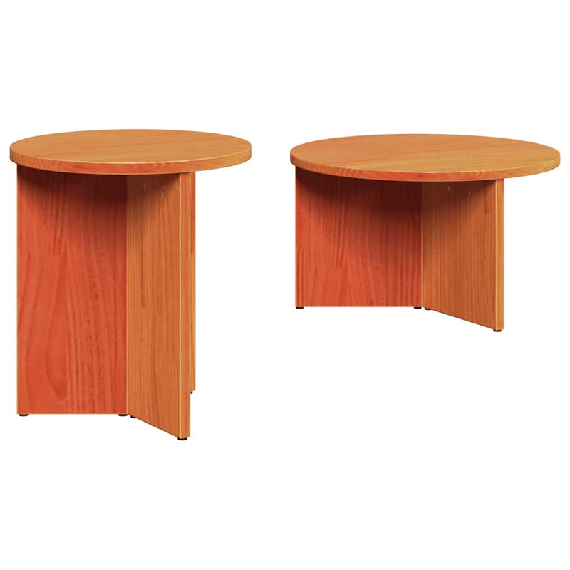 vidaXL Dohányzóasztal 2 pcs Viaszbarna 49 x 49 x 28 cm Tömör fenyőfa