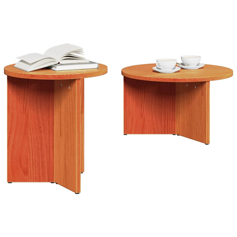 vidaXL Dohányzóasztal 2 pcs Viaszbarna 49 x 49 x 28 cm Tömör fenyőfa