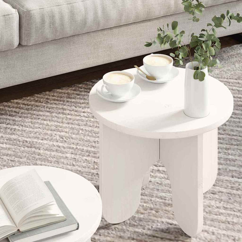 vidaXL Dohányzóasztal 2 pcs Fehér 39.5 x 39.5 x 30 cm Tömör fenyőfa