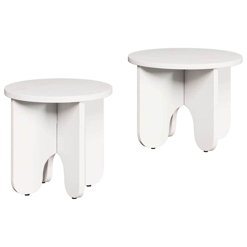 vidaXL Dohányzóasztal 2 pcs Fehér 39.5 x 39.5 x 30 cm Tömör fenyőfa