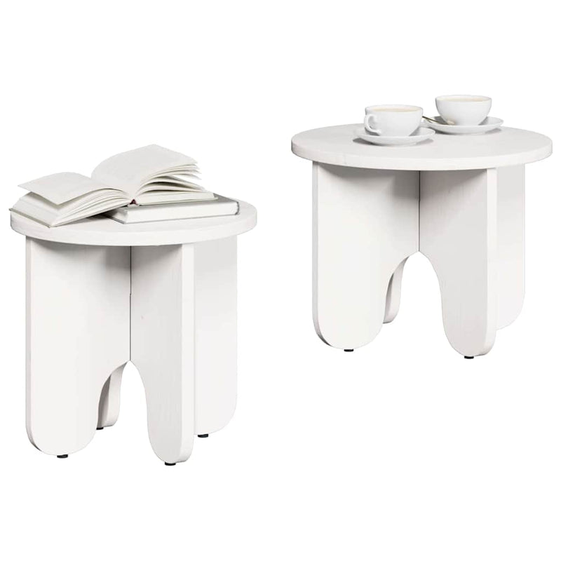 vidaXL Dohányzóasztal 2 pcs Fehér 39.5 x 39.5 x 30 cm Tömör fenyőfa