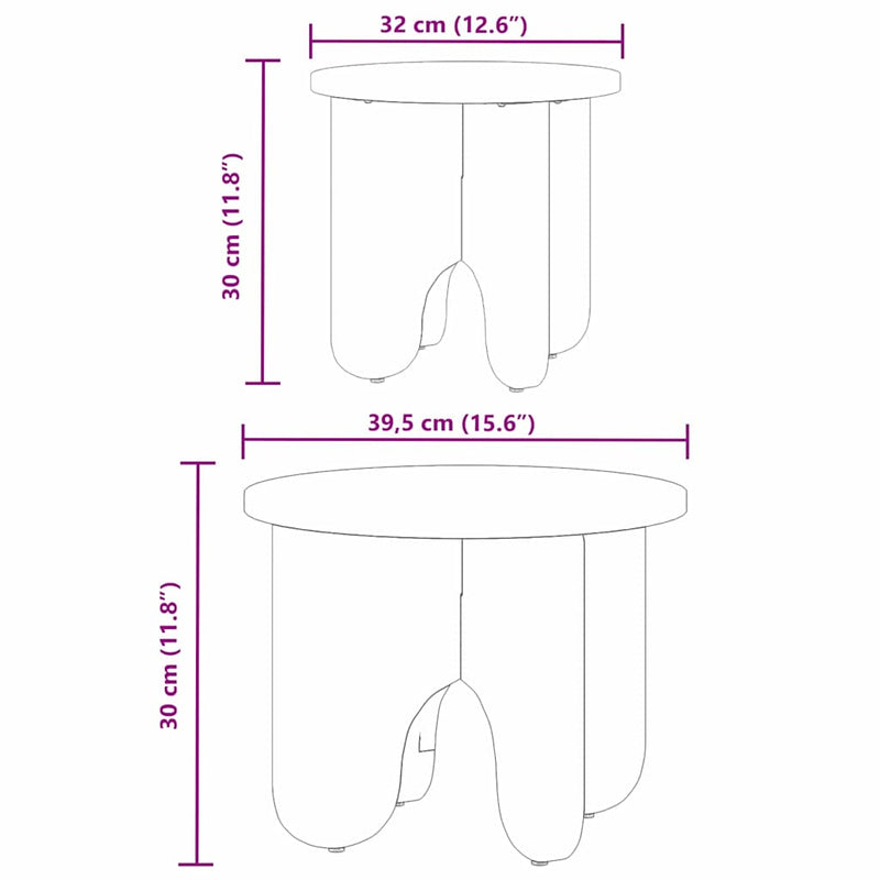 vidaXL Dohányzóasztal 2 pcs Fehér 39.5 x 39.5 x 30 cm Tömör fenyőfa