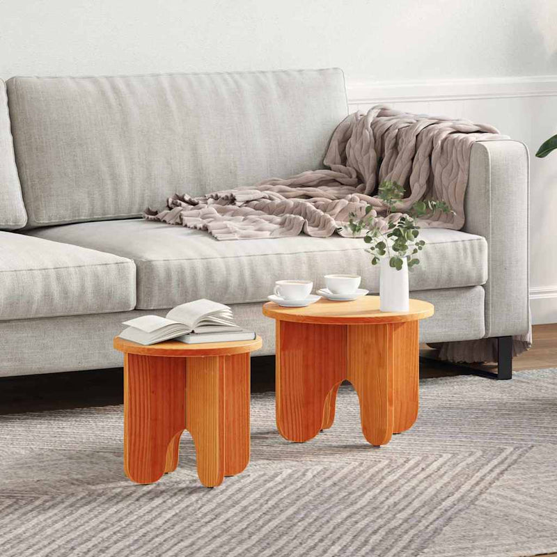vidaXL Dohányzóasztal 2 pcs Viaszbarna 39.5 x 39.5 x 30 cm