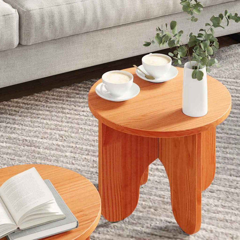 vidaXL Dohányzóasztal 2 pcs Viaszbarna 39.5 x 39.5 x 30 cm