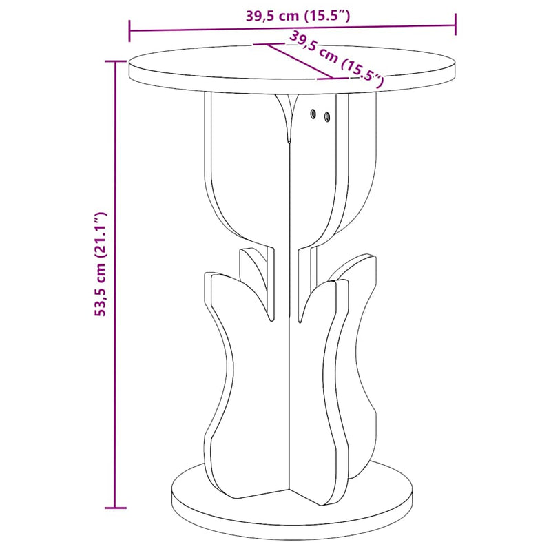 vidaXL Dohányzóasztal Természetes 39,5 x 39,5 x 53,5 cm Tömör fenyőfa