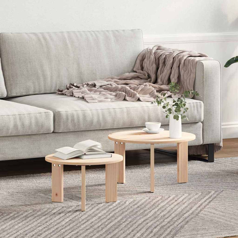 vidaXL Dohányzóasztal 2 pcs Természetes 47.5 x 47.5 x 27 cm