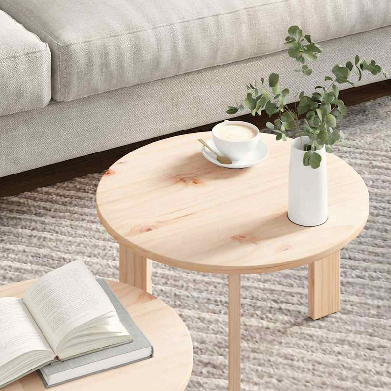 vidaXL Dohányzóasztal 2 pcs Természetes 47.5 x 47.5 x 27 cm