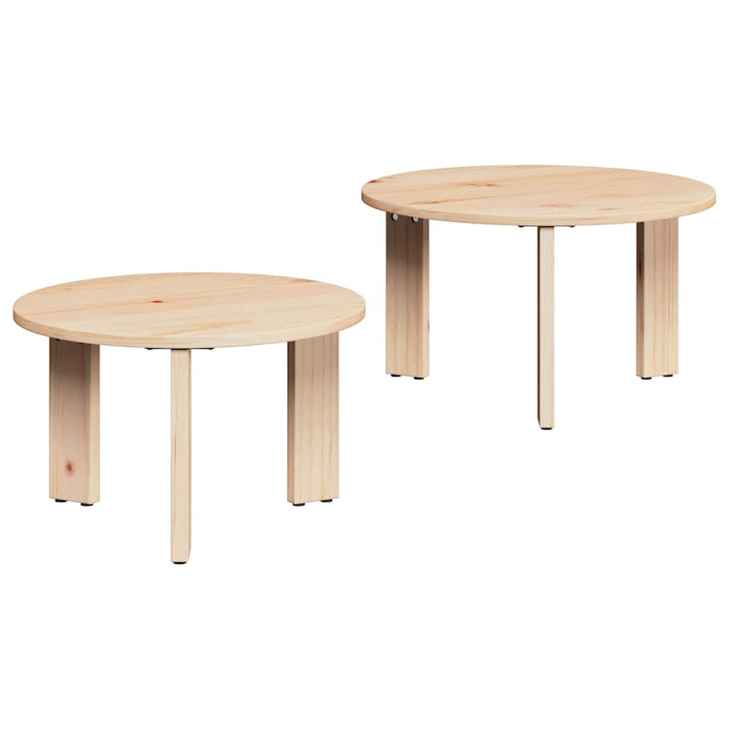 vidaXL Dohányzóasztal 2 pcs Természetes 47.5 x 47.5 x 27 cm
