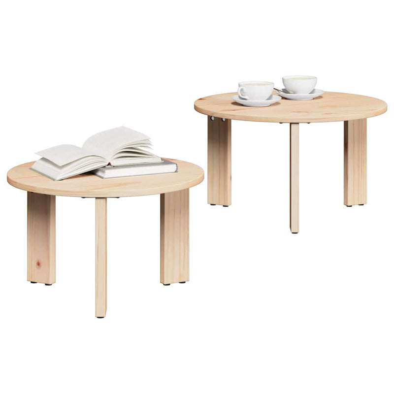 vidaXL Dohányzóasztal 2 pcs Természetes 47.5 x 47.5 x 27 cm
