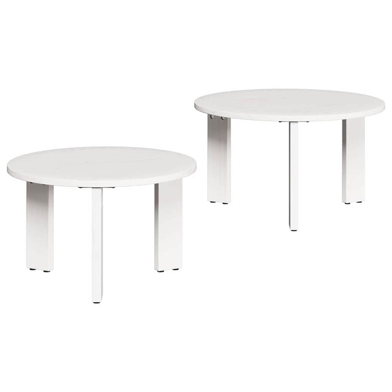vidaXL Dohányzóasztal 2 pcs Fehér 47.5 x 47.5 x 27 cm Tömör fenyőfa