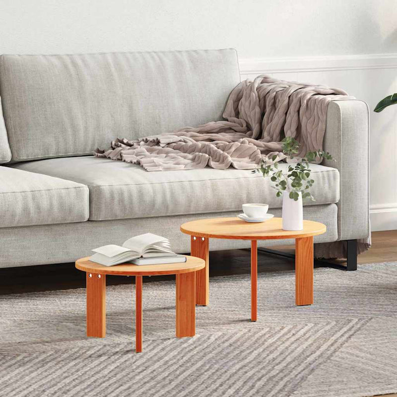 vidaXL Dohányzóasztal 2 pcs Viaszbarna 47.5 x 47.5 x 27 cm
