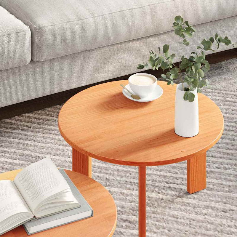 vidaXL Dohányzóasztal 2 pcs Viaszbarna 47.5 x 47.5 x 27 cm