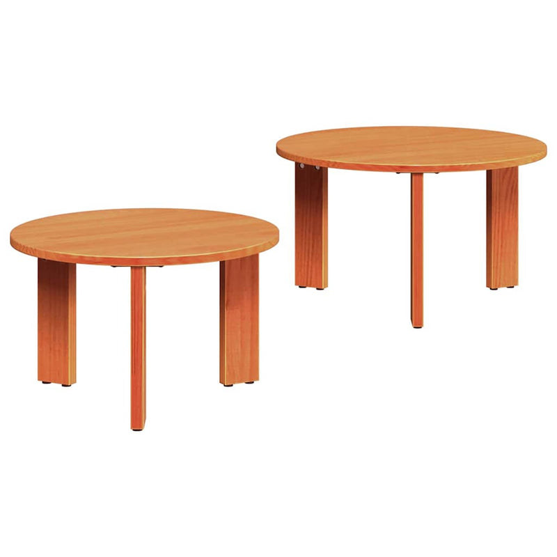 vidaXL Dohányzóasztal 2 pcs Viaszbarna 47.5 x 47.5 x 27 cm
