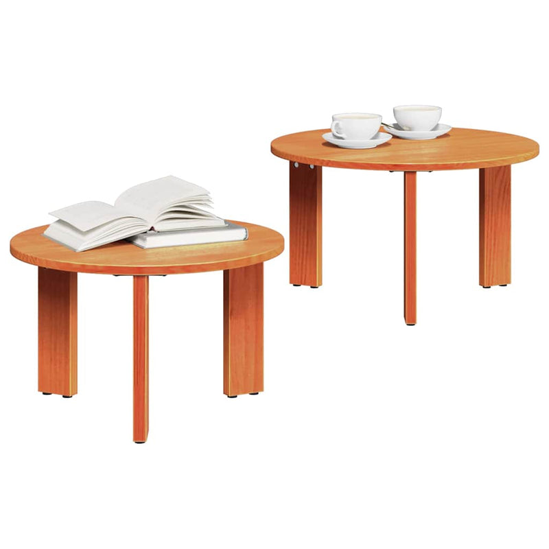 vidaXL Dohányzóasztal 2 pcs Viaszbarna 47.5 x 47.5 x 27 cm