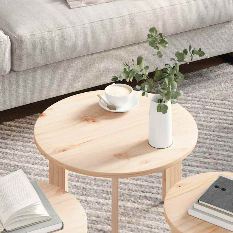 vidaXL Dohányzóasztal 3 pcs Természetes 47.5 x 47.5 x 27 cm