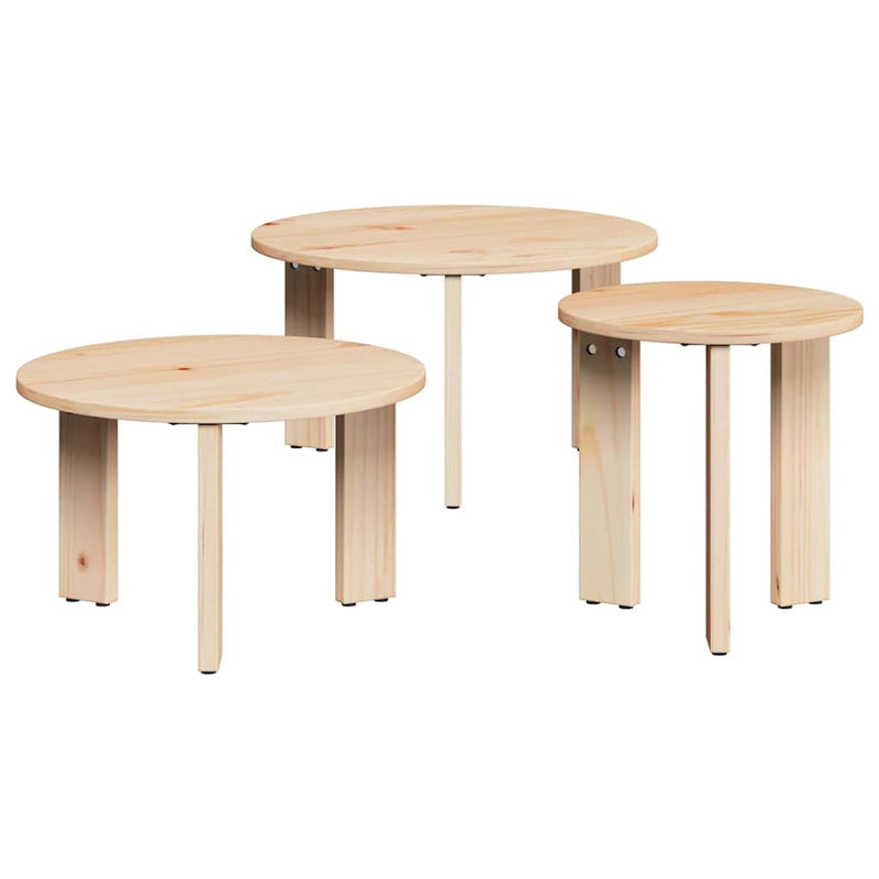 vidaXL Dohányzóasztal 3 pcs Természetes 47.5 x 47.5 x 27 cm