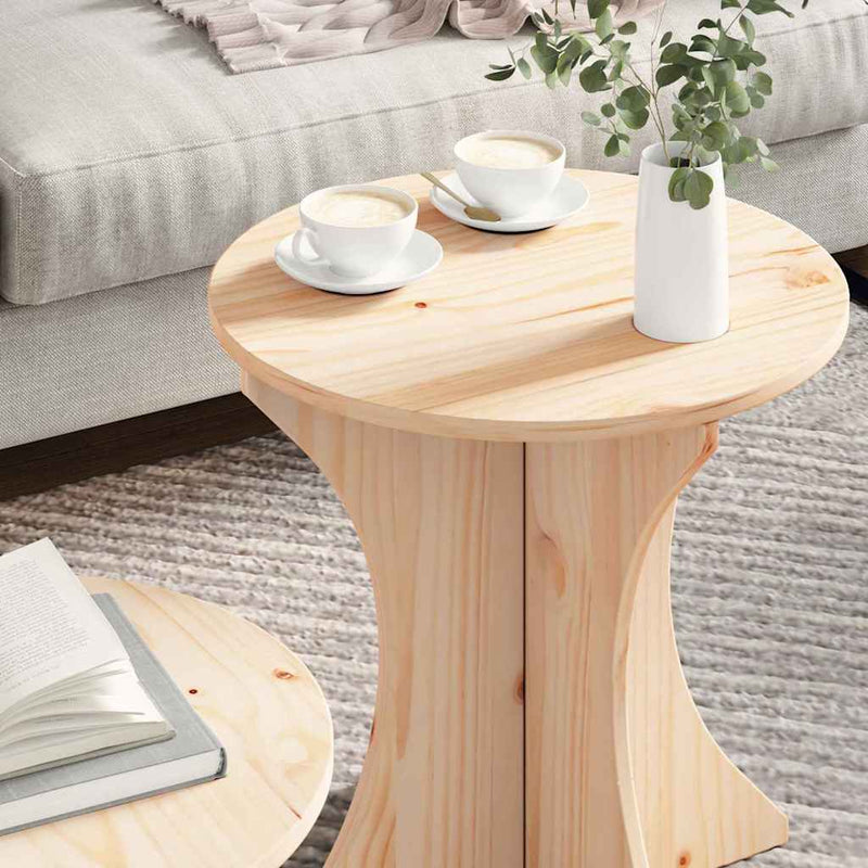 vidaXL Dohányzóasztal 2 pcs Természetes 46 x 46 x 47 cm Tömör fenyőfa