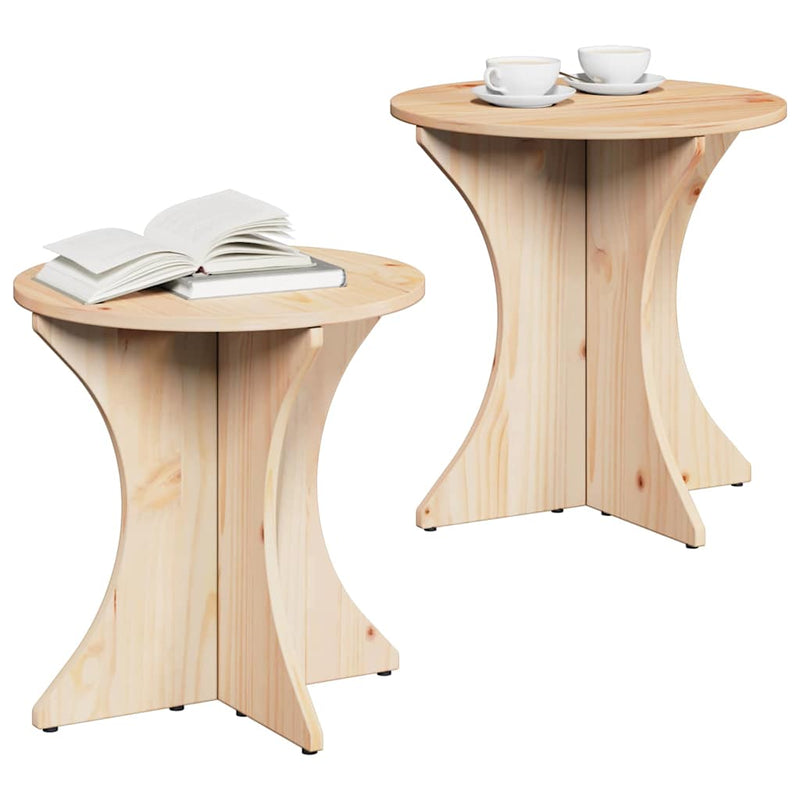 vidaXL Dohányzóasztal 2 pcs Természetes 46 x 46 x 47 cm Tömör fenyőfa