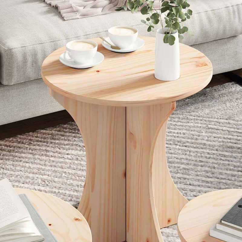 vidaXL Dohányzóasztal 3 pcs Természetes 46 x 46 x 47 cm Tömör fenyőfa