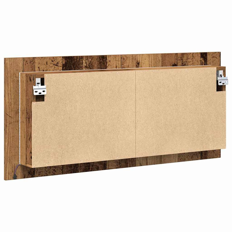 vidaXL LED Tükörszekrény polcokkal Régi fa 100 x 12 x 45 cm Faanyag