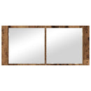 vidaXL LED Tükörszekrény polcokkal Öreg fa 100 x 12 x 45 cm Faanyag