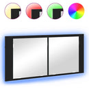 vidaXL LED Tükörszekrény ajtóval Musta tammi 100 x 12 x 45 cm Faanyag