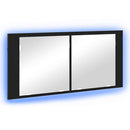 vidaXL LED Tükörszekrény ajtóval Fekete tölgy 100 x 12 x 45 cm Faanyag