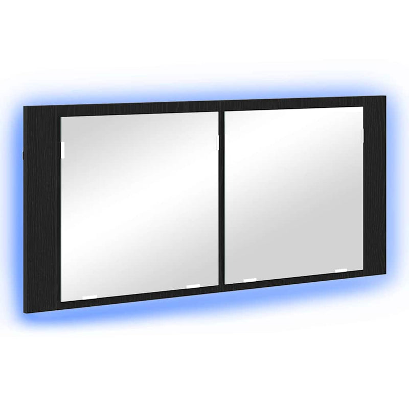 vidaXL LED Tükörszekrény ajtóval Musta tammi 100 x 12 x 45 cm Faanyag