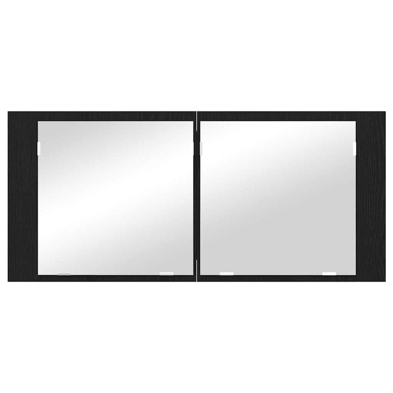 vidaXL LED Tükörszekrény ajtóval Musta tammi 100 x 12 x 45 cm Faanyag