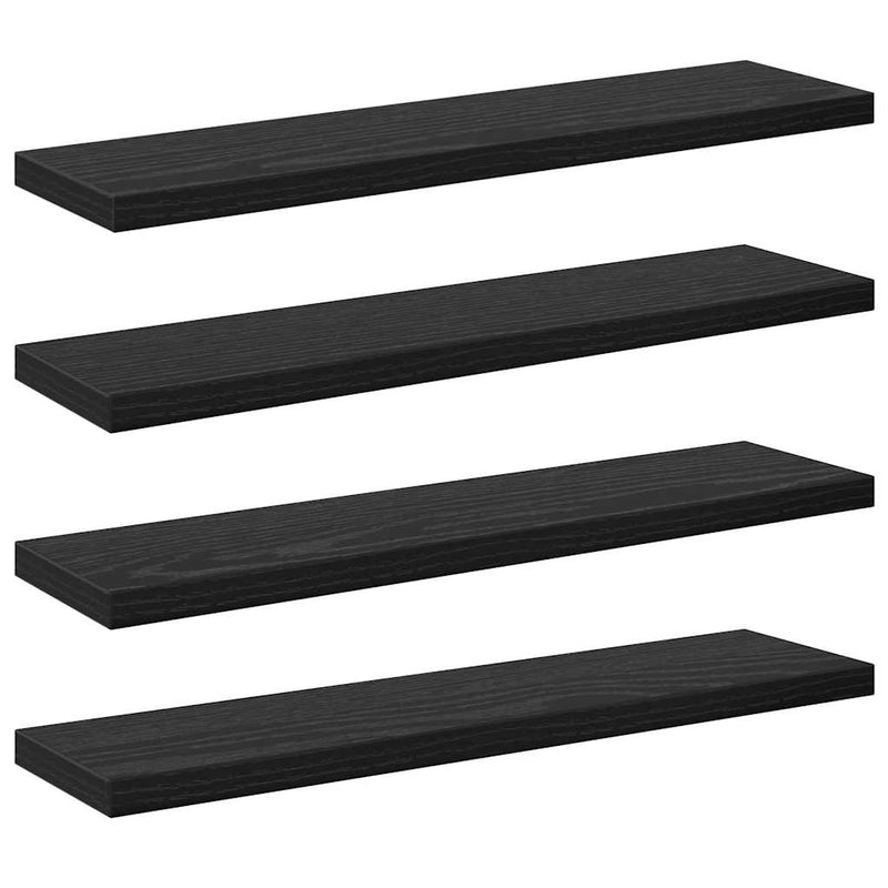vidaXL Polcos könyvespolc 4 pcs Fekete 40 x 10 x 1,5 cm Faanyag