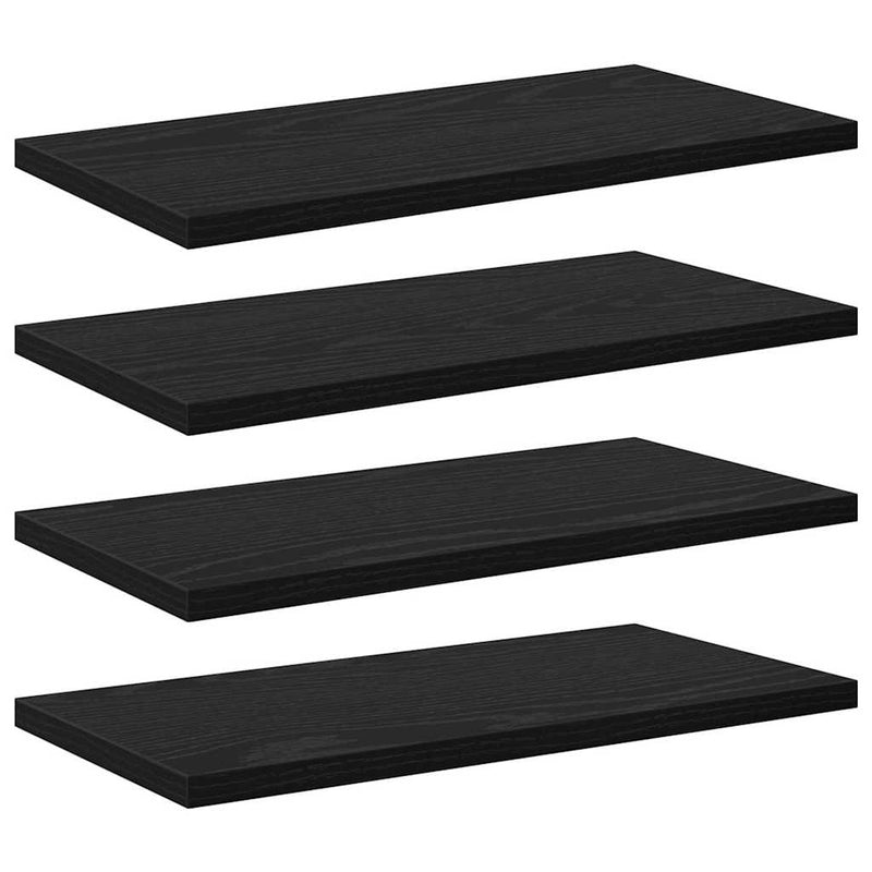 vidaXL Polcos könyvespolc 4 pcs Fekete 40 x 20 x 1,5 cm Faanyag