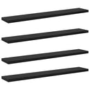 vidaXL Polcos könyvespolc 4 pcs Fekete 60 x 10 x 1,5 cm Faanyag